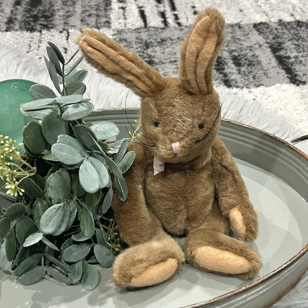 CMC Bean Bag Light Brown Easter Bunny with Bow Posable Plush